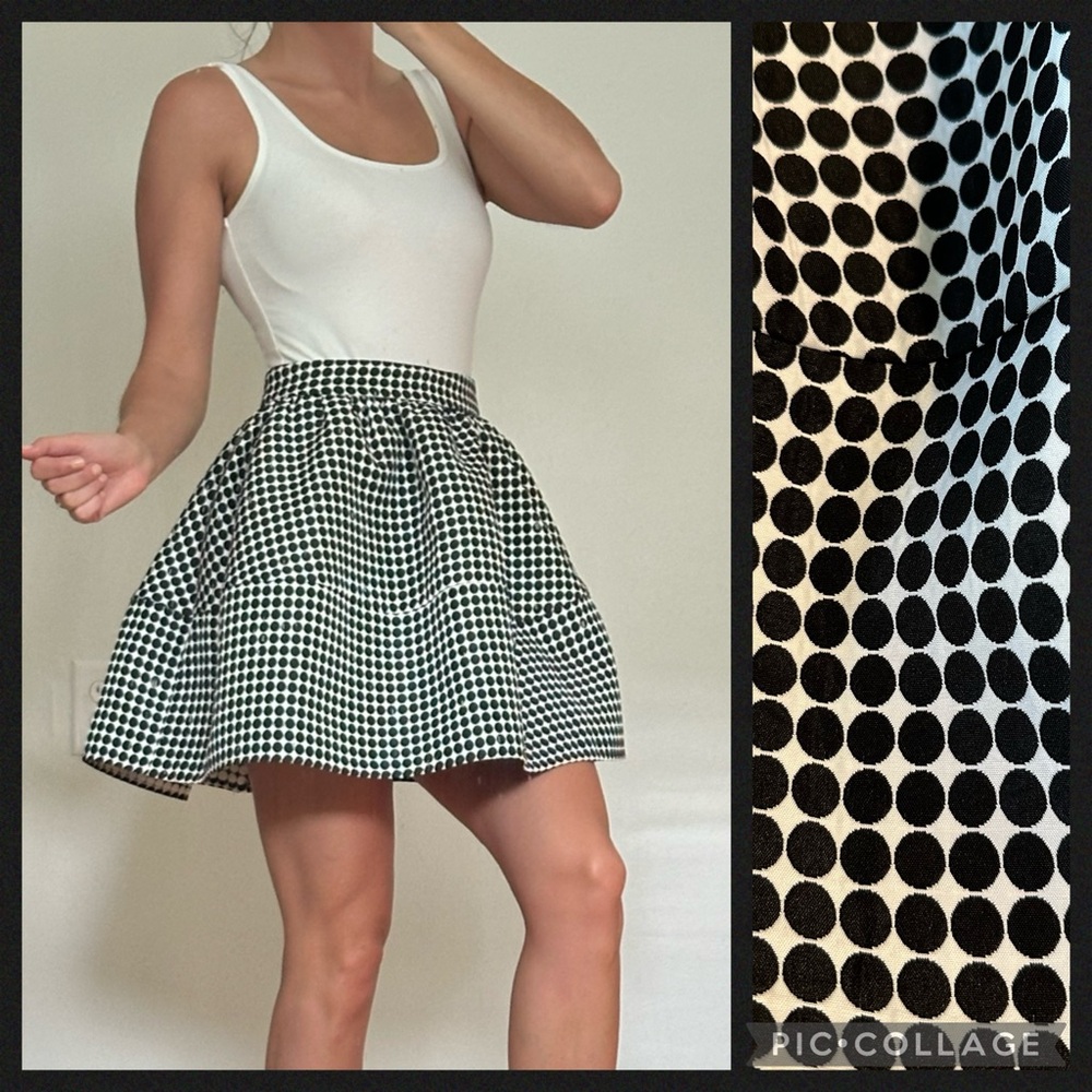 Express Black & White Polkadot Circle Skirt